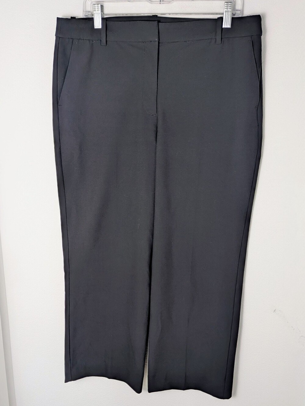 J.CREW Women Black Dress Pants Sz 14 cropped Straight Leg Flat Front inseam 25"